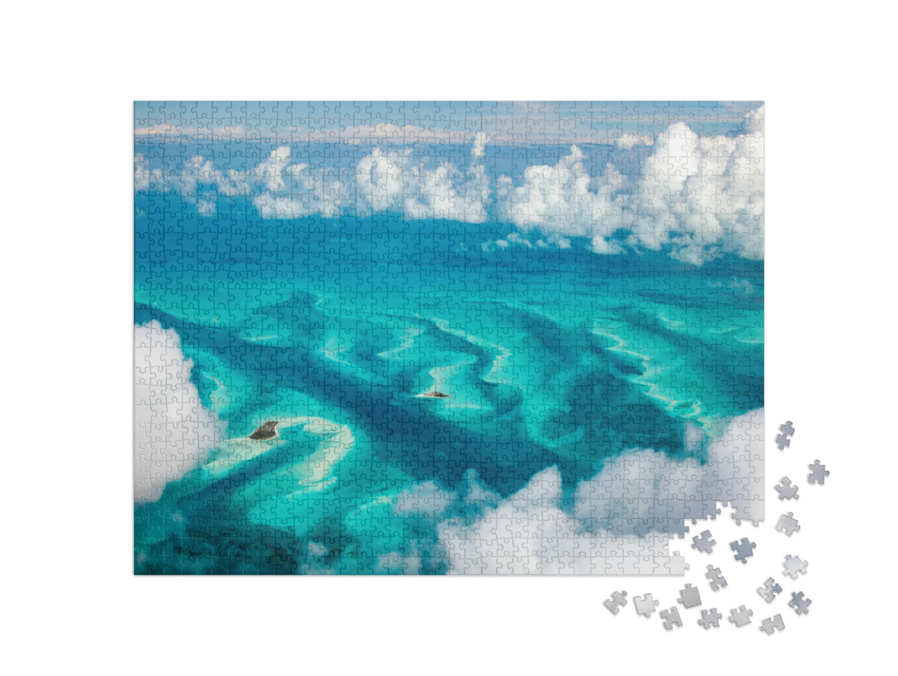 puzzle 1000 dílků „Mořská krajina nad Bahamami shora“