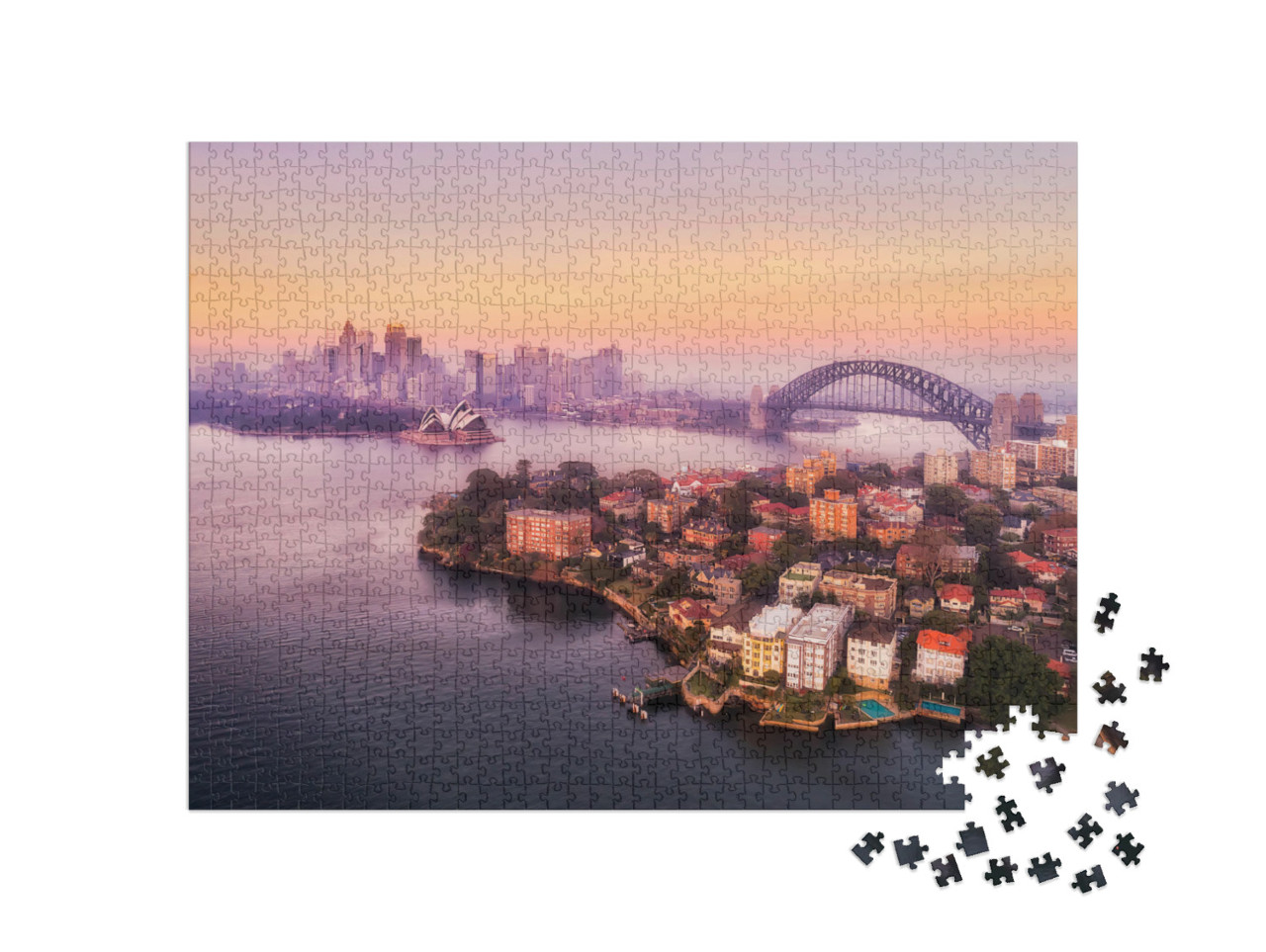 puzzle 1000 dílků „Sydney s přístavem a mostem Harbour Bridge“