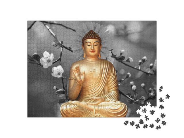 puzzle 1000 dílků „Krásná tapeta Buddha“