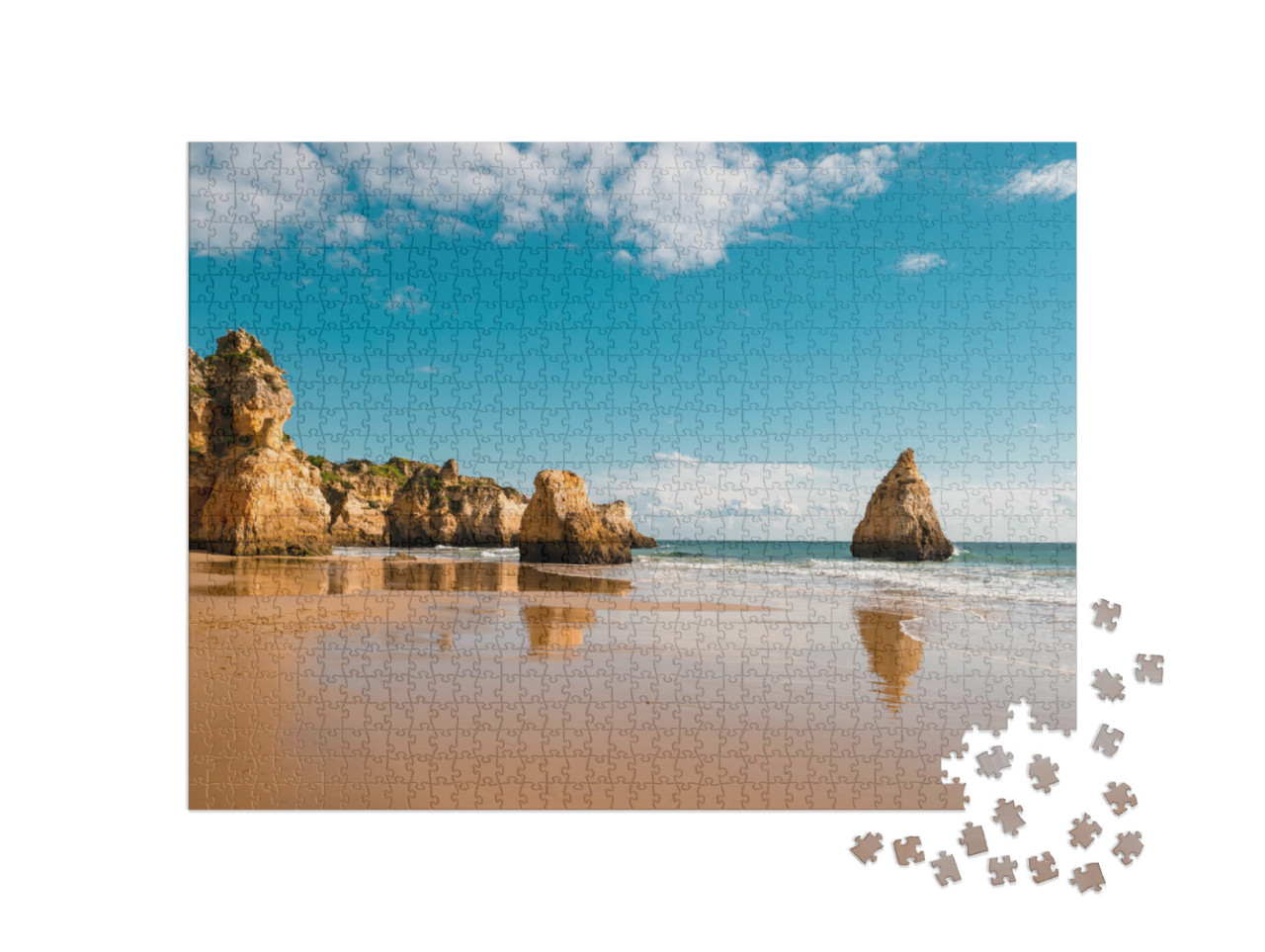 puzzle 1000 dílků „Skalní oblouky na pláži Marinha, Algarve, Portugalsko“