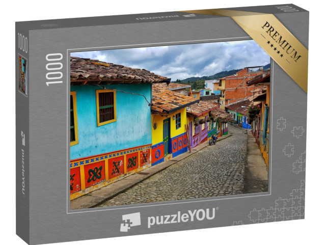 puzzle 1000 dílků „Pohled na Guatapé Kolumbie, barevné fasády a tradice“