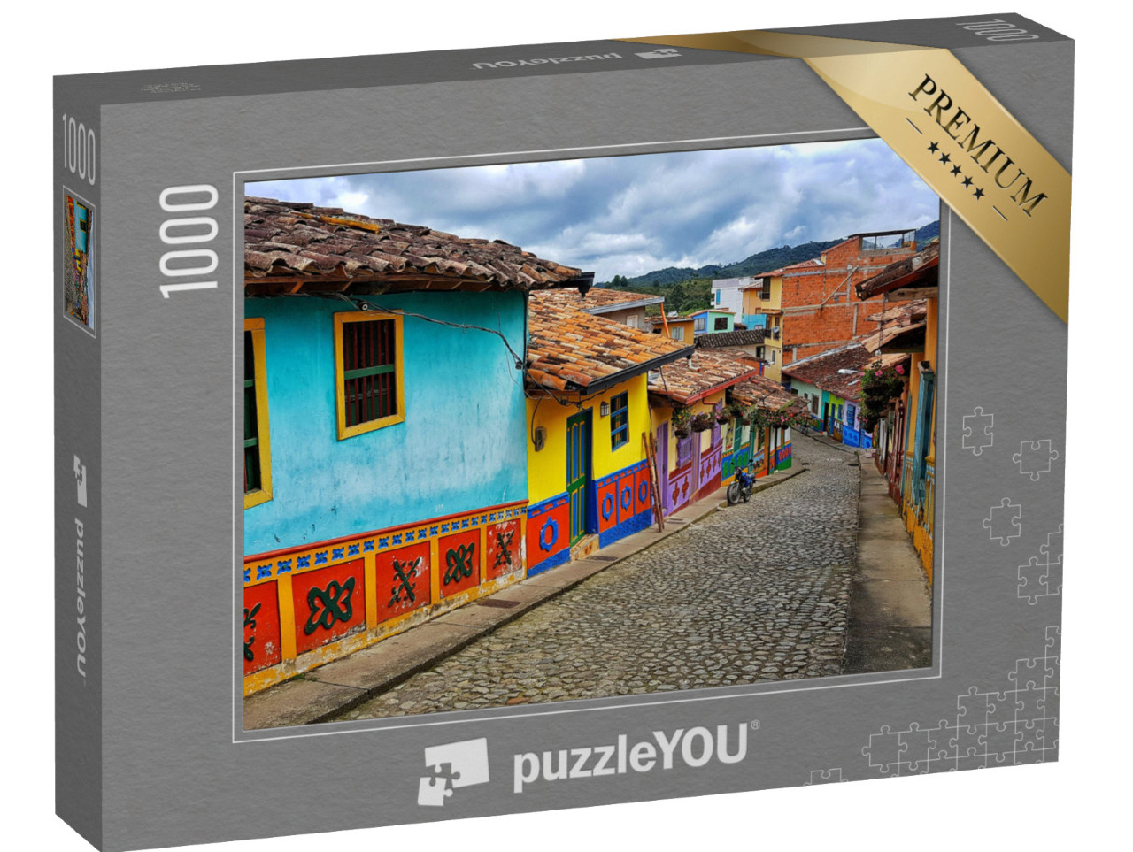 puzzle 1000 dílků „Pohled na Guatapé Kolumbie, barevné fasády a tradice“