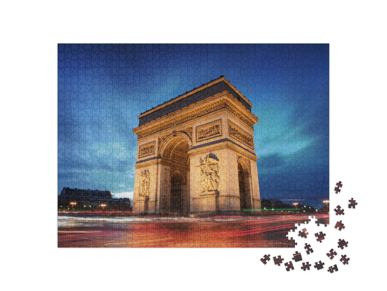 puzzle 1000 dílků „Vítězný oblouk: Paříž při západu slunce“