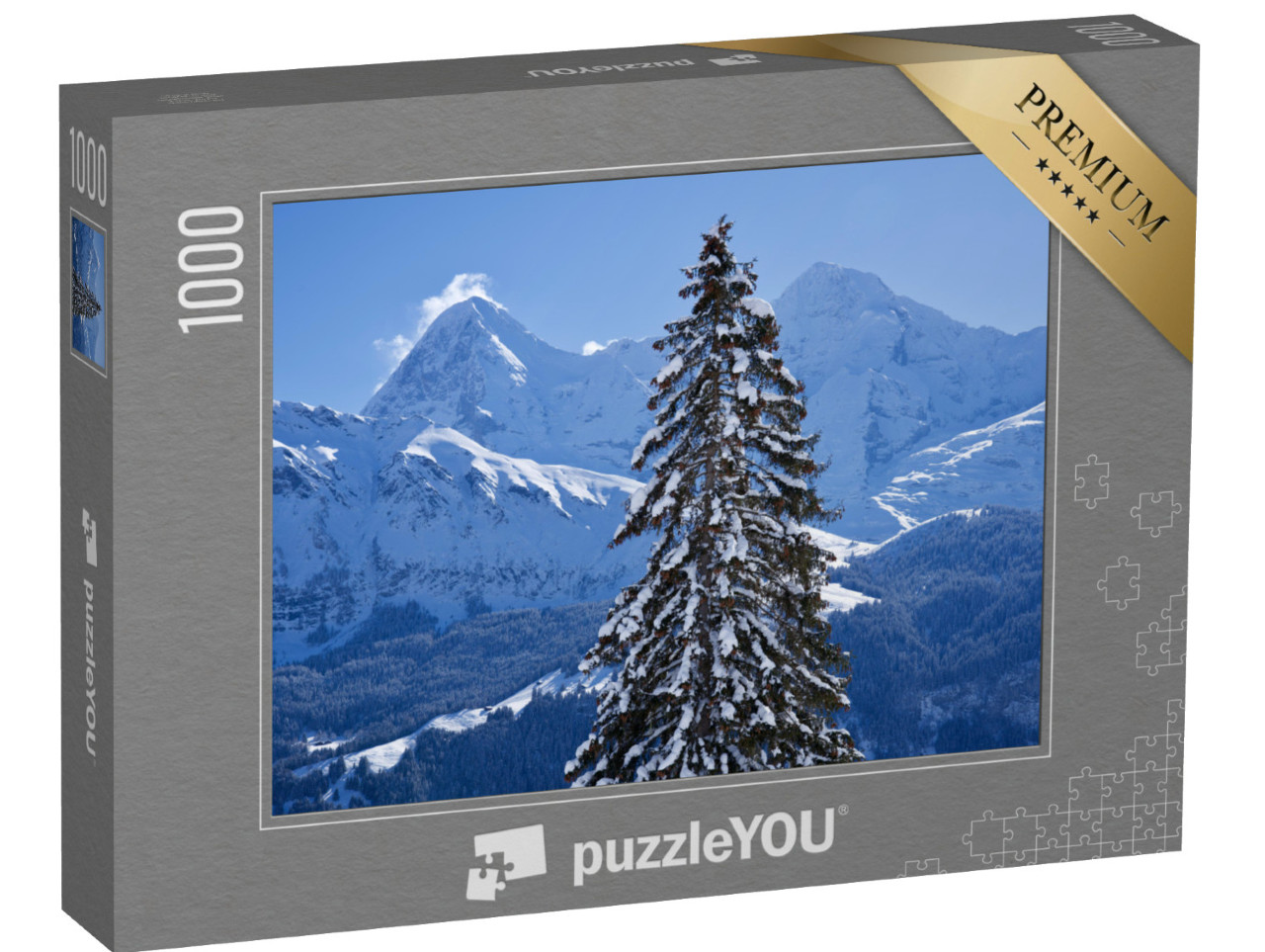 puzzle 1000 dílků „Panorama Bernských Alp s vrcholy Eiger a Mönch, Švýcarsko“