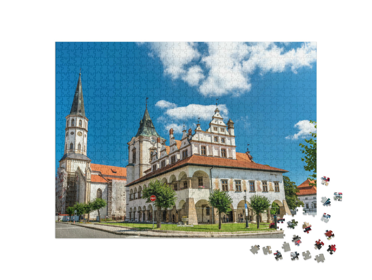 puzzle 1000 dílků „Radnice a kostel svatého Jakuba v Levoči, Slovensko“