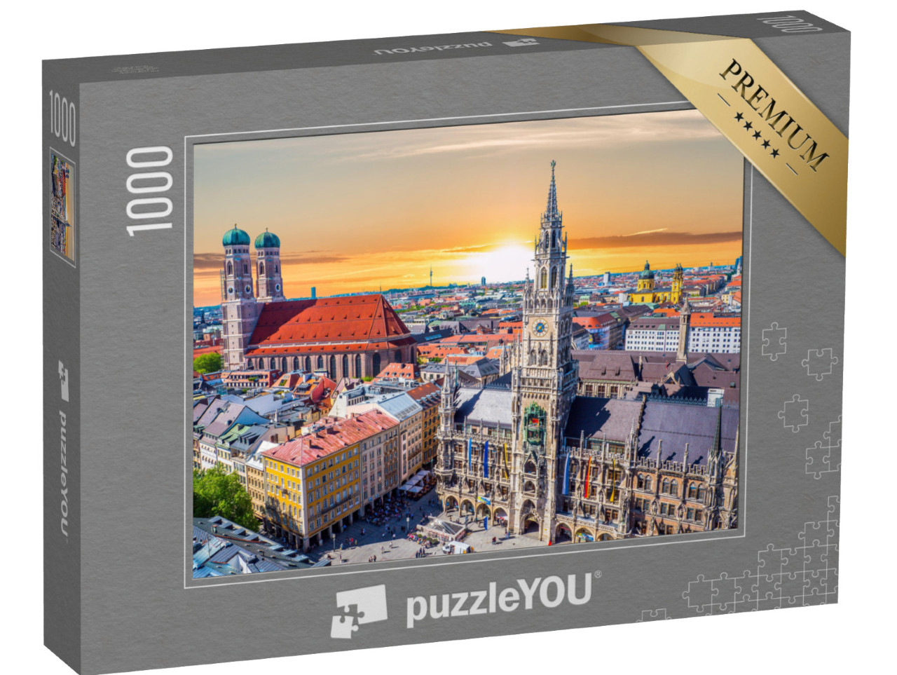 puzzle 1000 dílků „Prostě krása: Mnichov při západu slunce, Bavorsko, Německo“