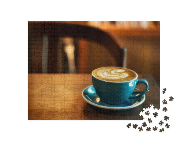 puzzle 1000 dílků „Latte art na čerstvě uvařené kávě“