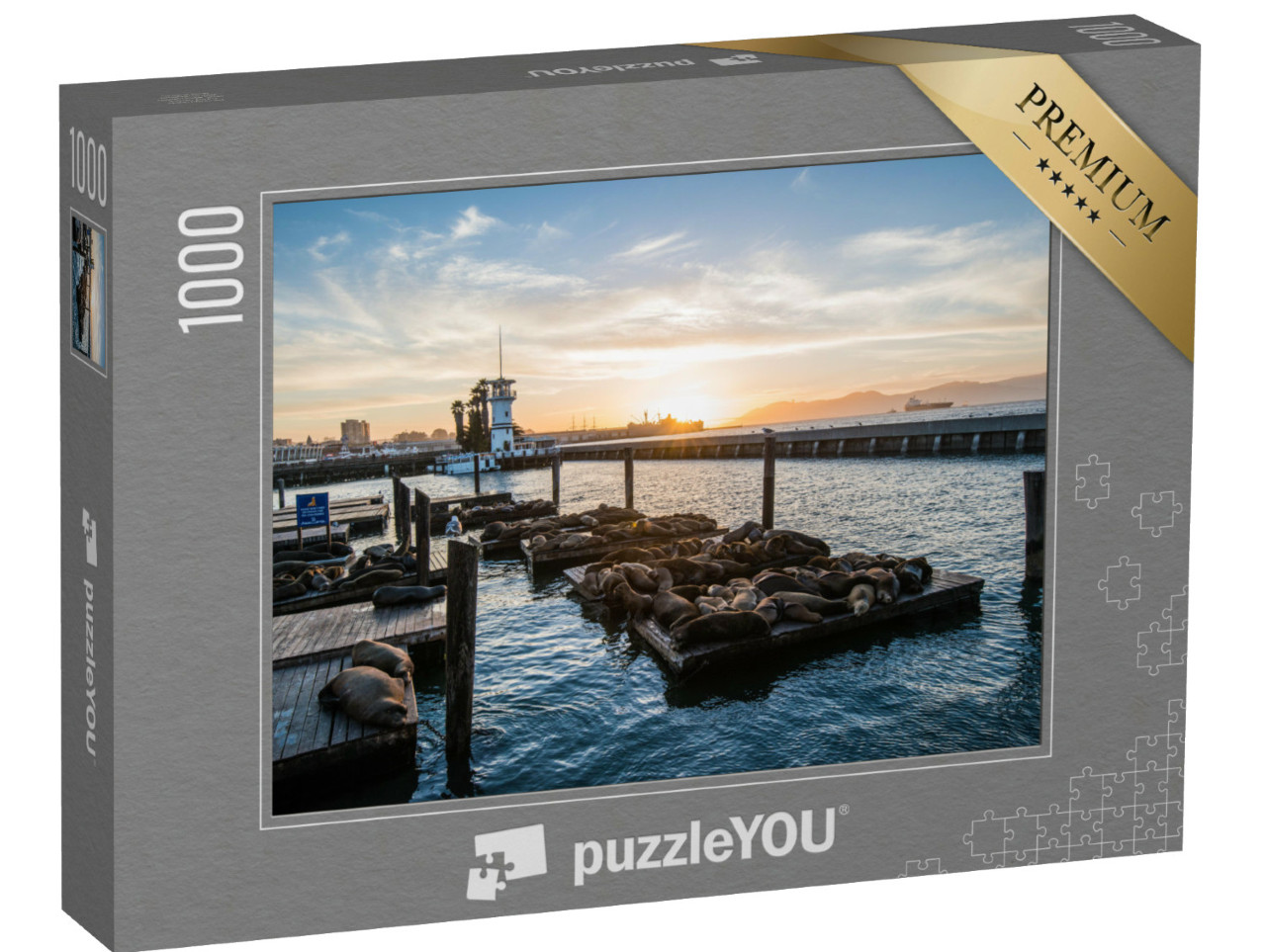 puzzle 1000 dílků „Lachtani u mola Pier 39, San Francisco, Kalifornie, USA“