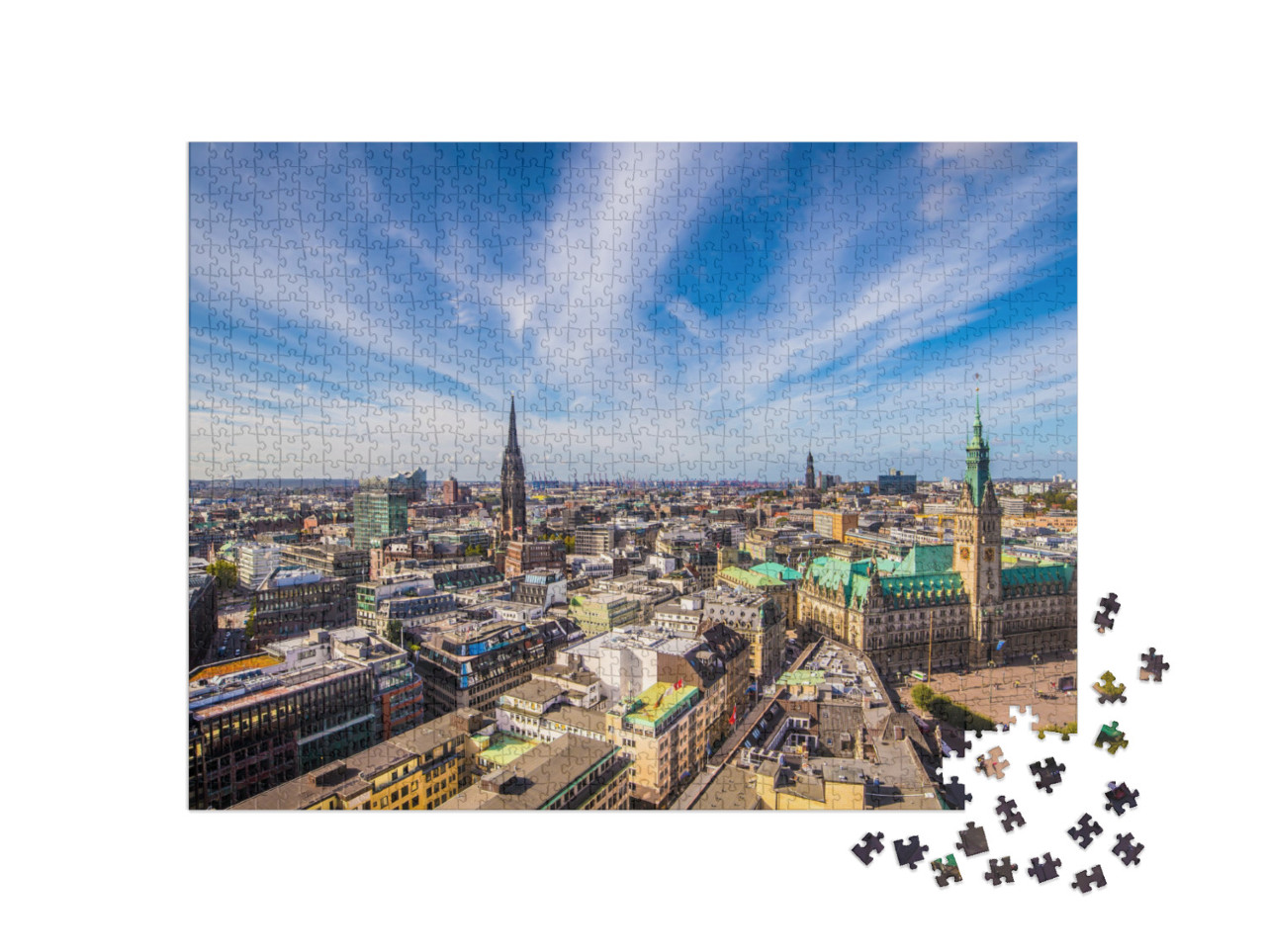 puzzle 1000 dílků „Hamburská radnice shora“