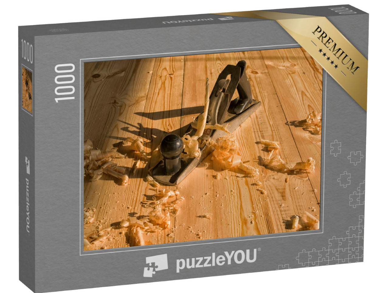 puzzle 1000 dílků „Dřevěný ruční hoblík s hoblinami“