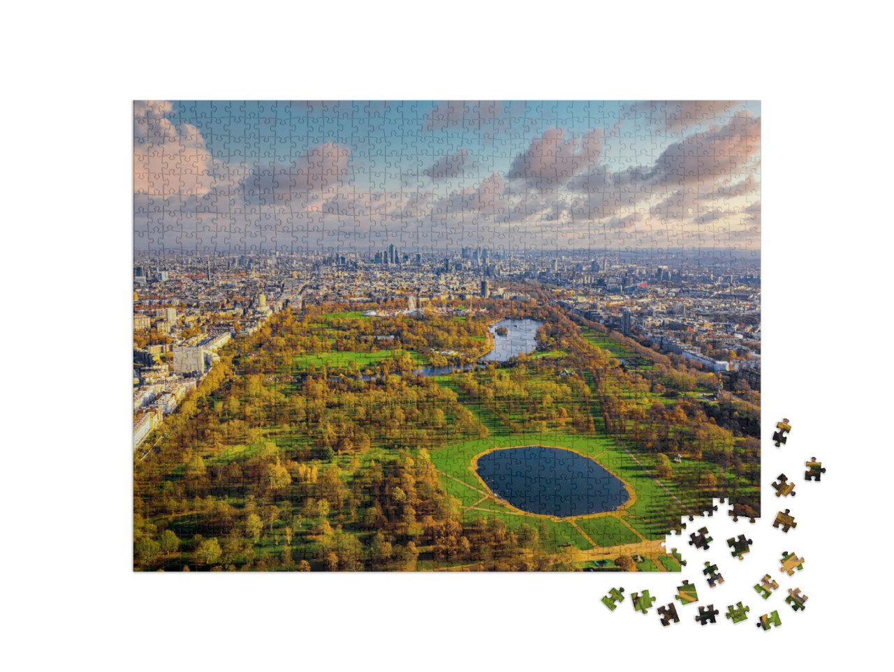 puzzle 1000 dílků „Pohled na londýnský Hyde Park z ptačí perspektivy“