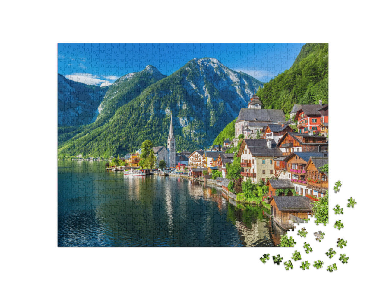 puzzle 1000 dílků „Hallstatt, Solná komora, Rakousko, Alpy“