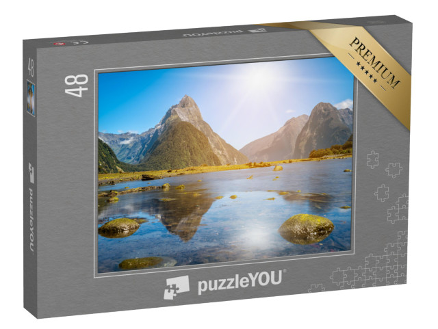 puzzle 48 dílků „Vrchol Mitre Peak na Milford Sound na Novém Zélandu“