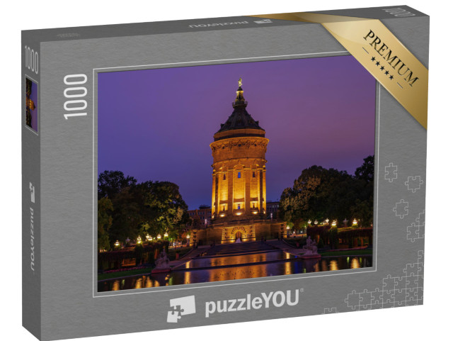 puzzle 1000 dílků „Modrá hodina u vodárenské věže v Mannheimu, Německo“
