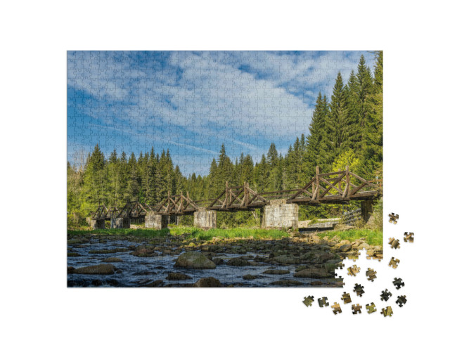 puzzle 1000 dílků „Hradlový most, Šumava, Česká republika“