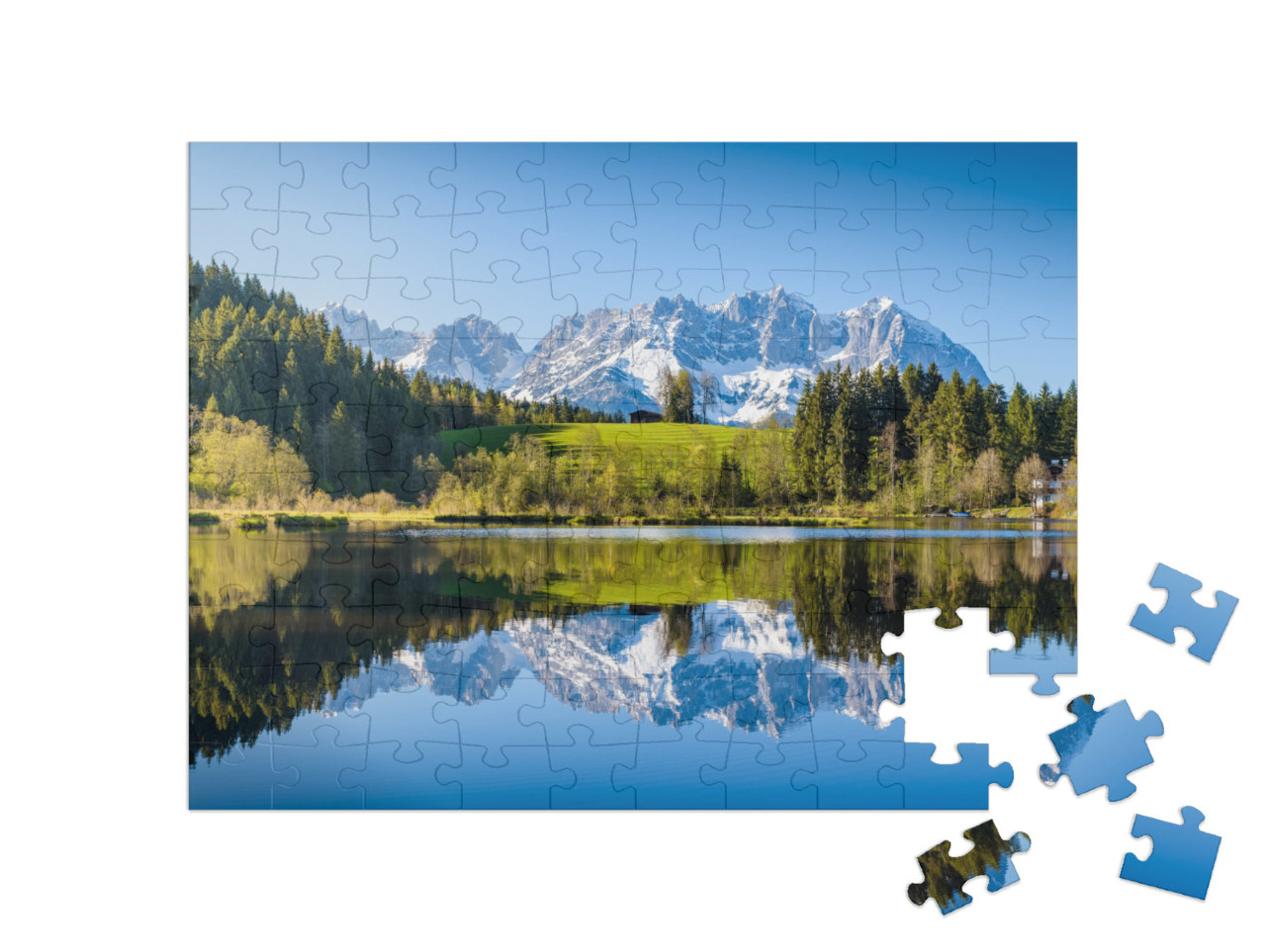 puzzle 100 dílků „Idylická alpská krajina“