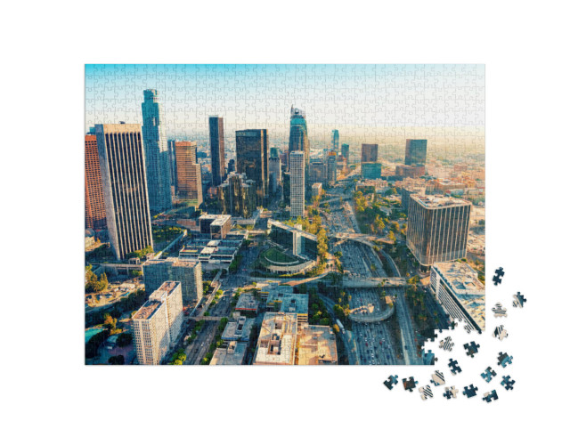 puzzle 1000 dílků „Centrum Los Angeles při západu slunce“