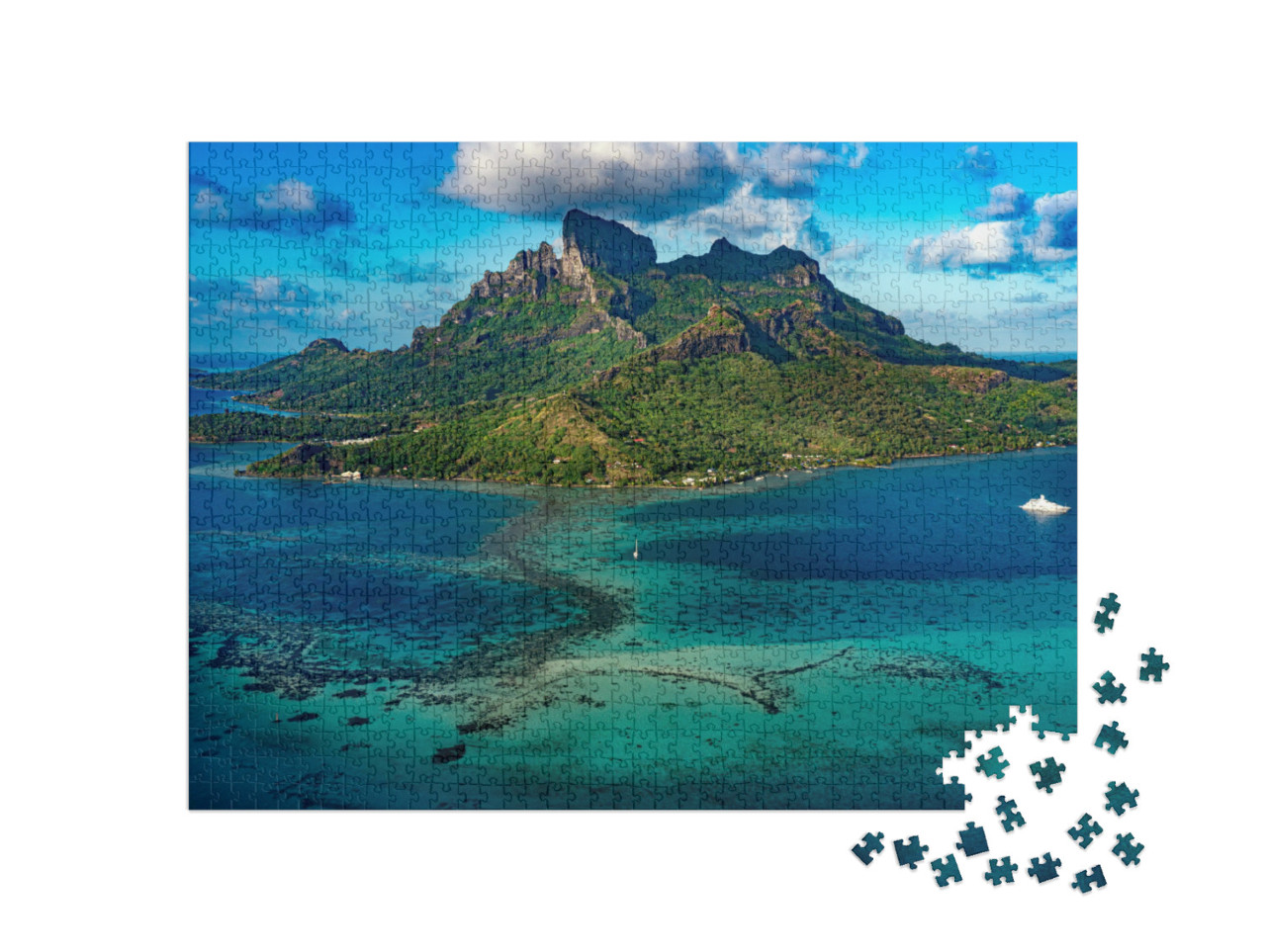 puzzle 1000 dílků „Bora Bora letecký pohled panorama krajina Francouzská Polynésie“