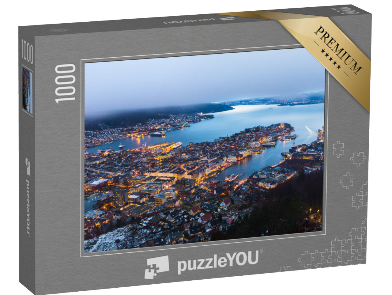 puzzle 1000 dílků „Pohled na Bergen z vrcholu hory , Norsko“