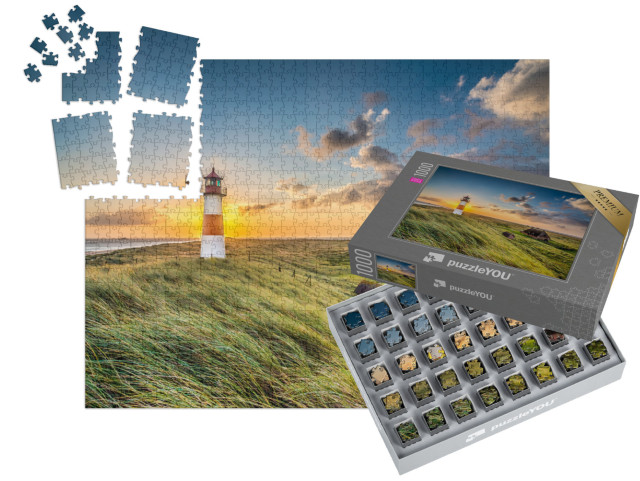 SMART SORTED® | Puzzle 1000 dílků „Východ slunce u majáku v Listu na ostrově Sylt, Šlesvicko-Holštýnsko, Německo“