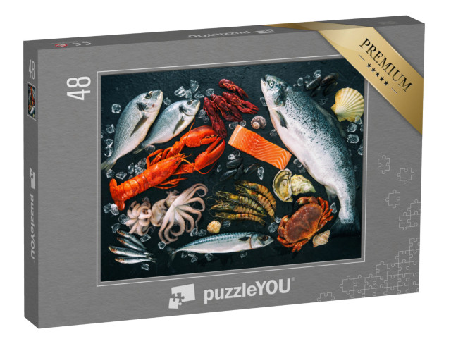 puzzle 48 dílků „Čerstvé ryby a mořské plody“