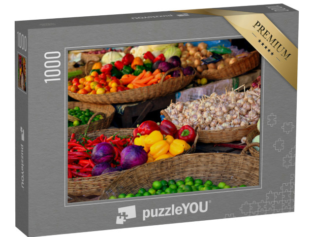 puzzle 1000 dílků „Zelenina na trhu v Siem Reap, Kambodža“