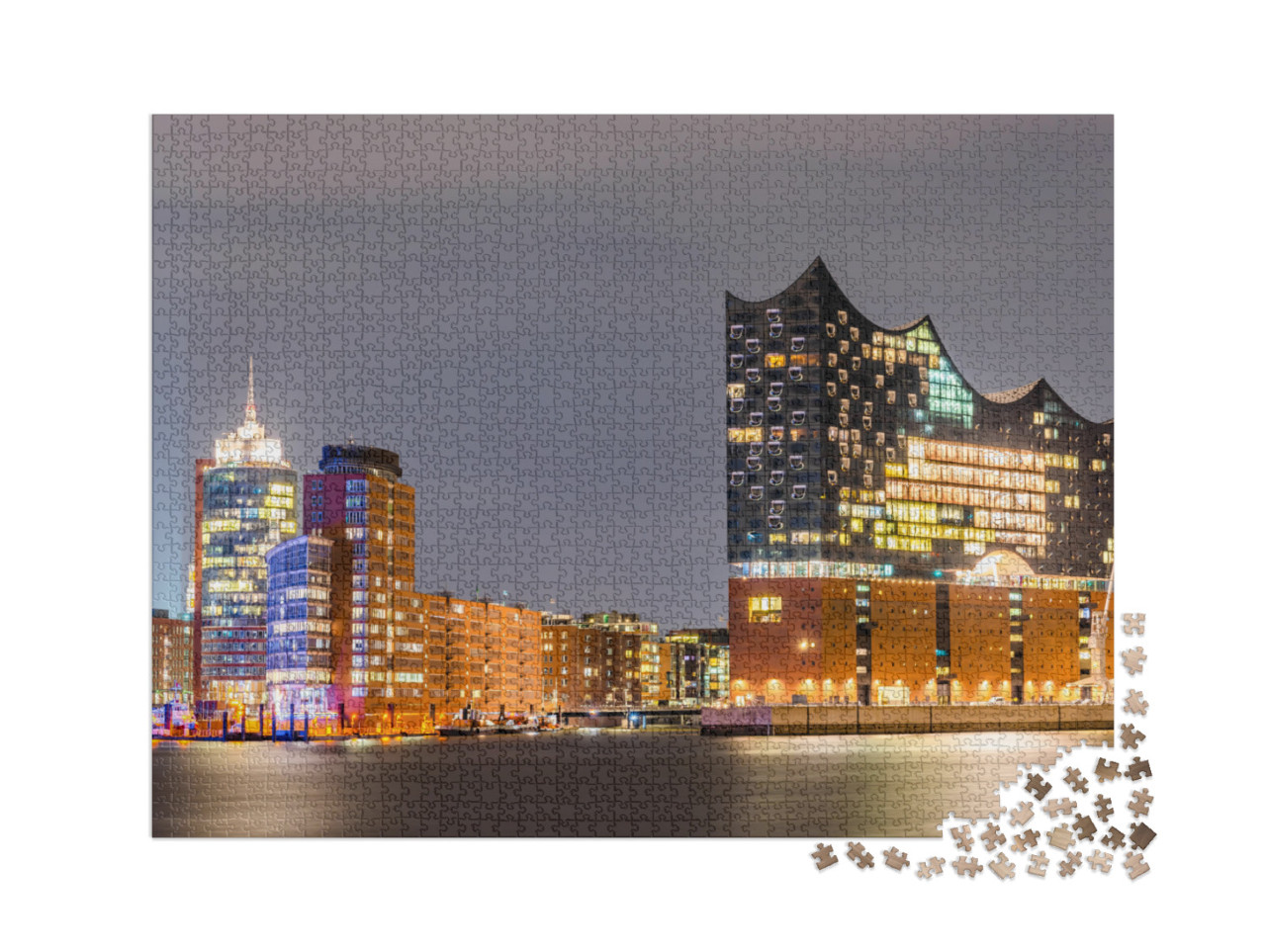 puzzle 2000 dílků „Elbphilharmonie a hamburský přístav v noci“