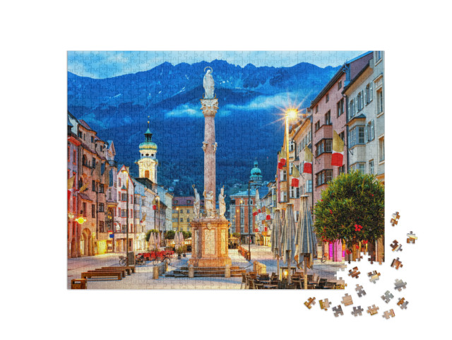 puzzle 1000 dílků „Innsbruck: Staré město v alpských horách v Tyrolsku“