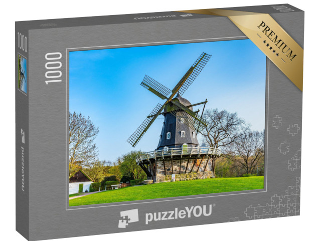 puzzle 1000 dílků „Středověký větrný mlýn u hradu Malmö ve Švédsku“