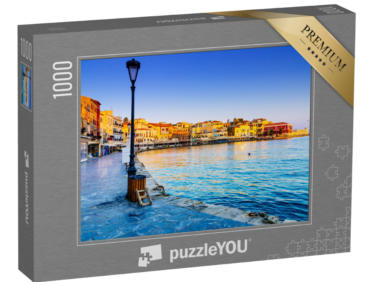 puzzle 1000 dílků „Přístav Chania při východu slunce, Kréta“