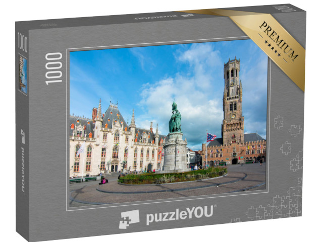puzzle 1000 dílků „Tržní náměstí a věž Belfort v Bruggách, Belgie“