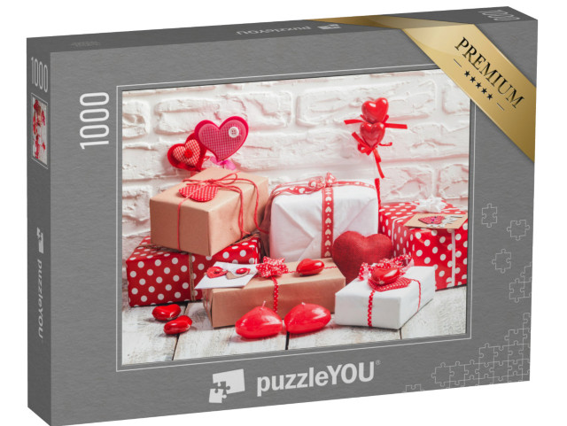 puzzle 1000 dílků „Valentýn: Dárky a srdce“