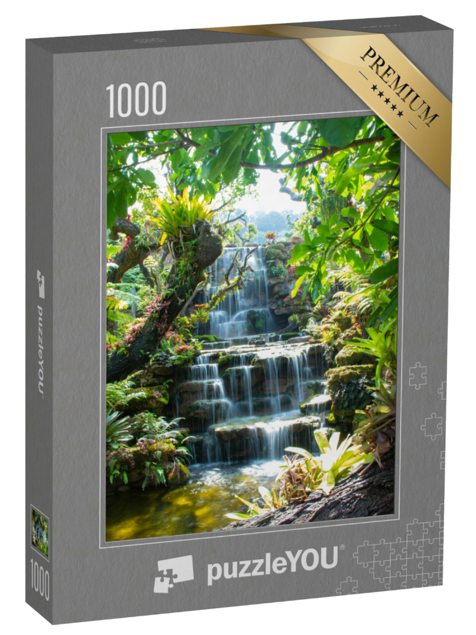 puzzle 1000 dílků „Idylický vodopád v lese v Thajsku“