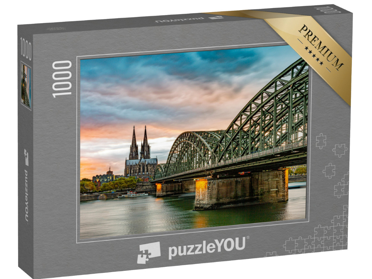 puzzle 1000 dílků „Slavný Hohenzollernský most a Kolínská katedrála, Německo“