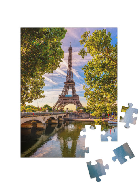 puzzle 48 dílků „Eiffelova věž a řeka Seina, dominanta Paříže, Francie“