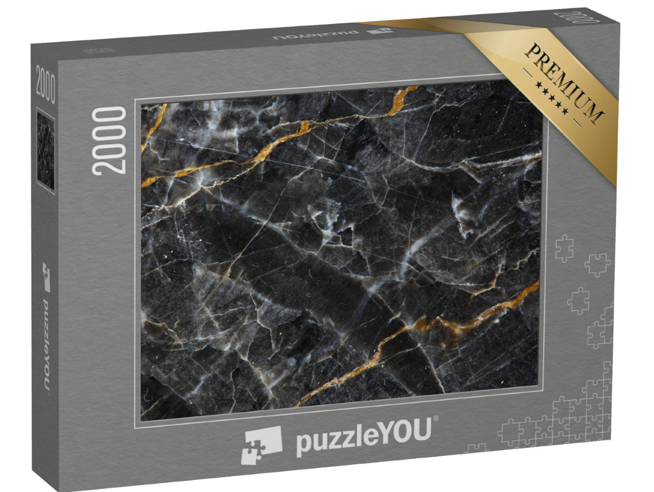 puzzle 2000 dílků „Tmavě šedý mramor“