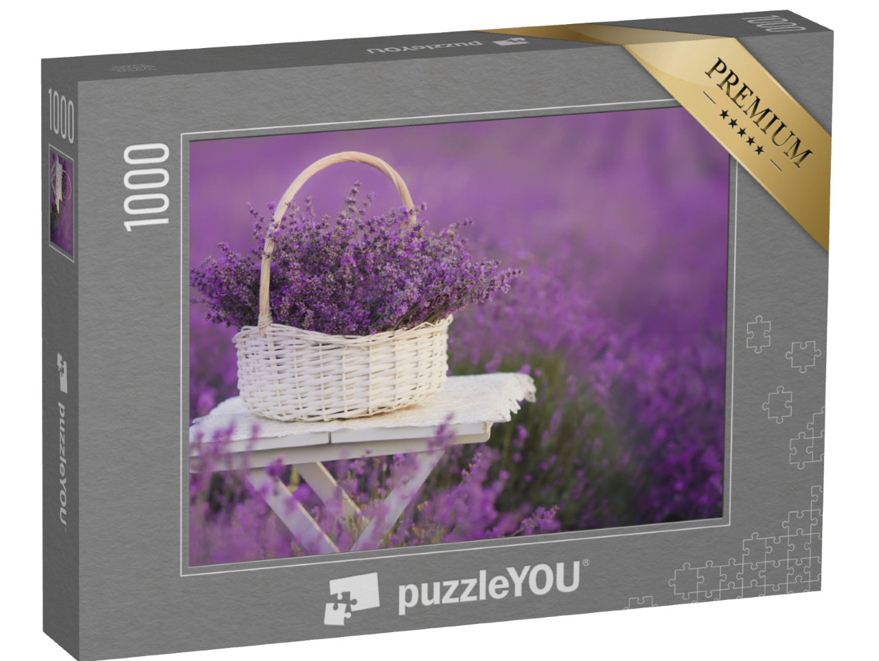 puzzle 1000 dílků „Košík levandule na poli“