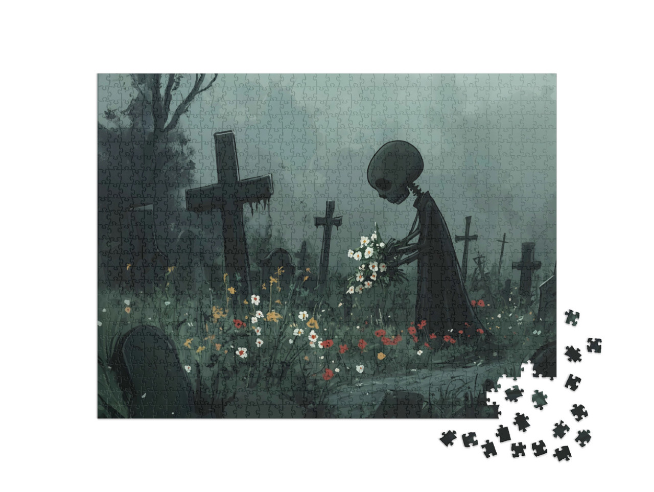 puzzle 1000 dílků „Halloweenský hřbitov“