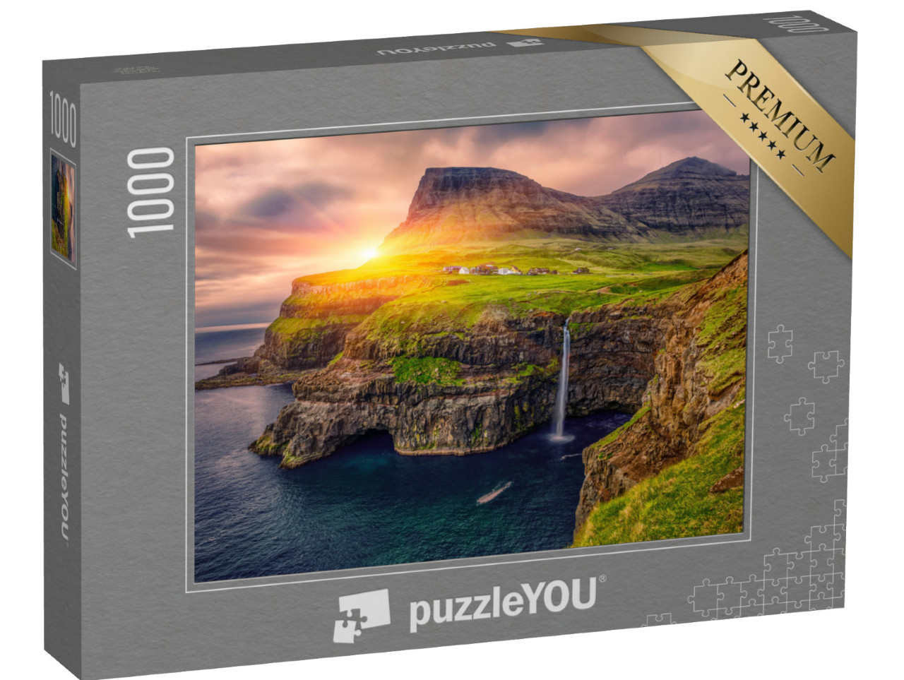 puzzle 1000 dílků „Vodopád v Gasadaluru při západu slunce“