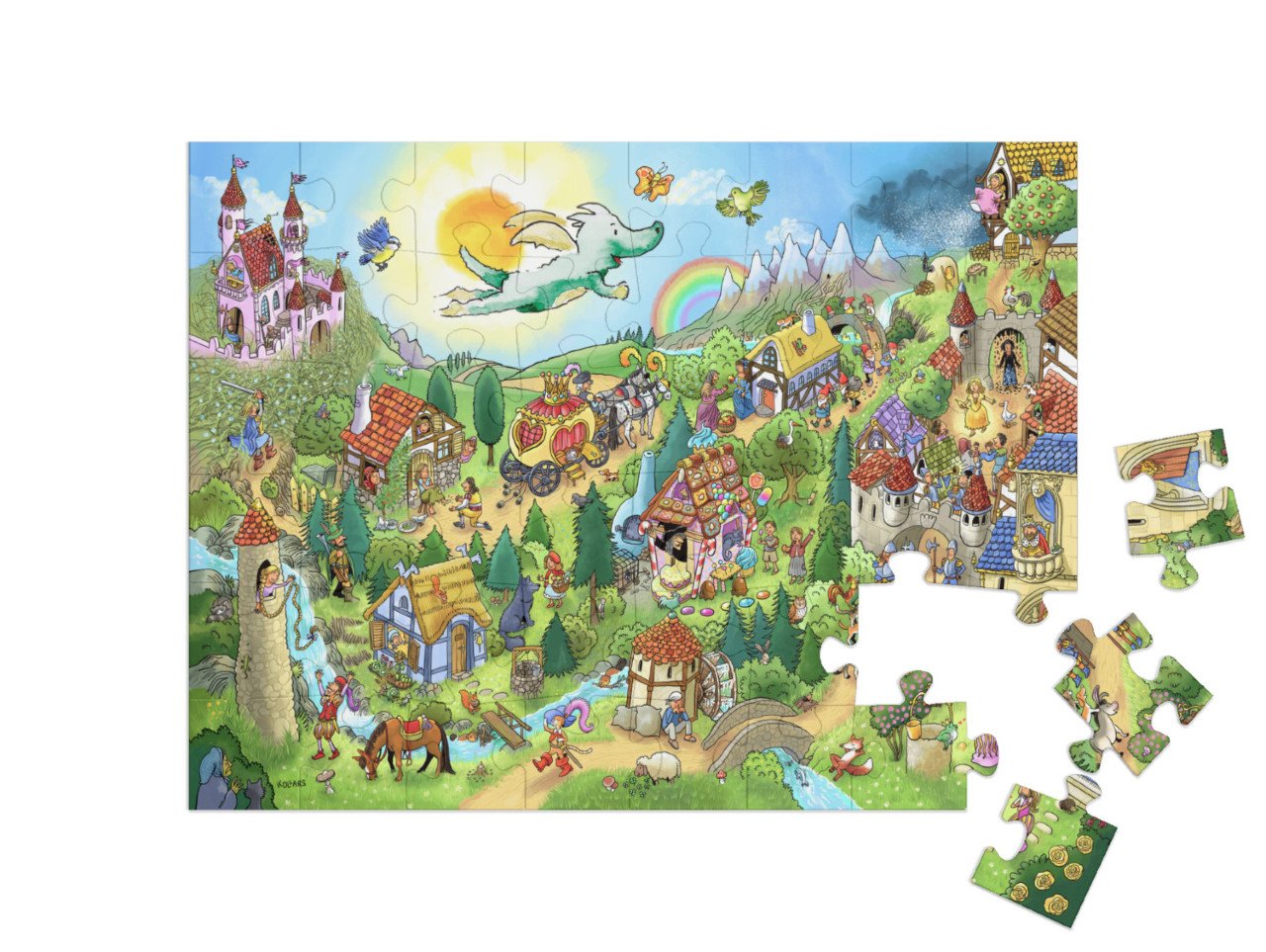 puzzle 48 dílků „Tabaluga ve světě pohádek“