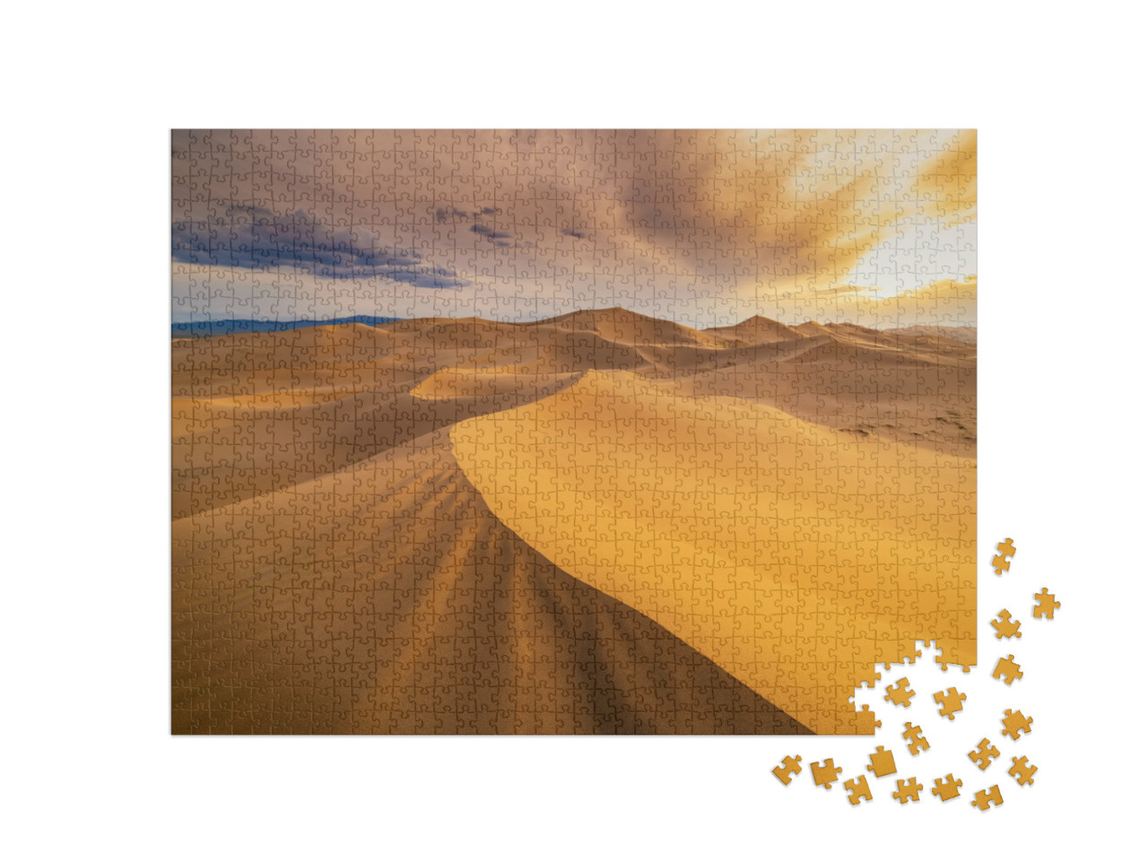 puzzle 1000 dílků „Západ slunce nad písečnými dunami v poušti, USA“