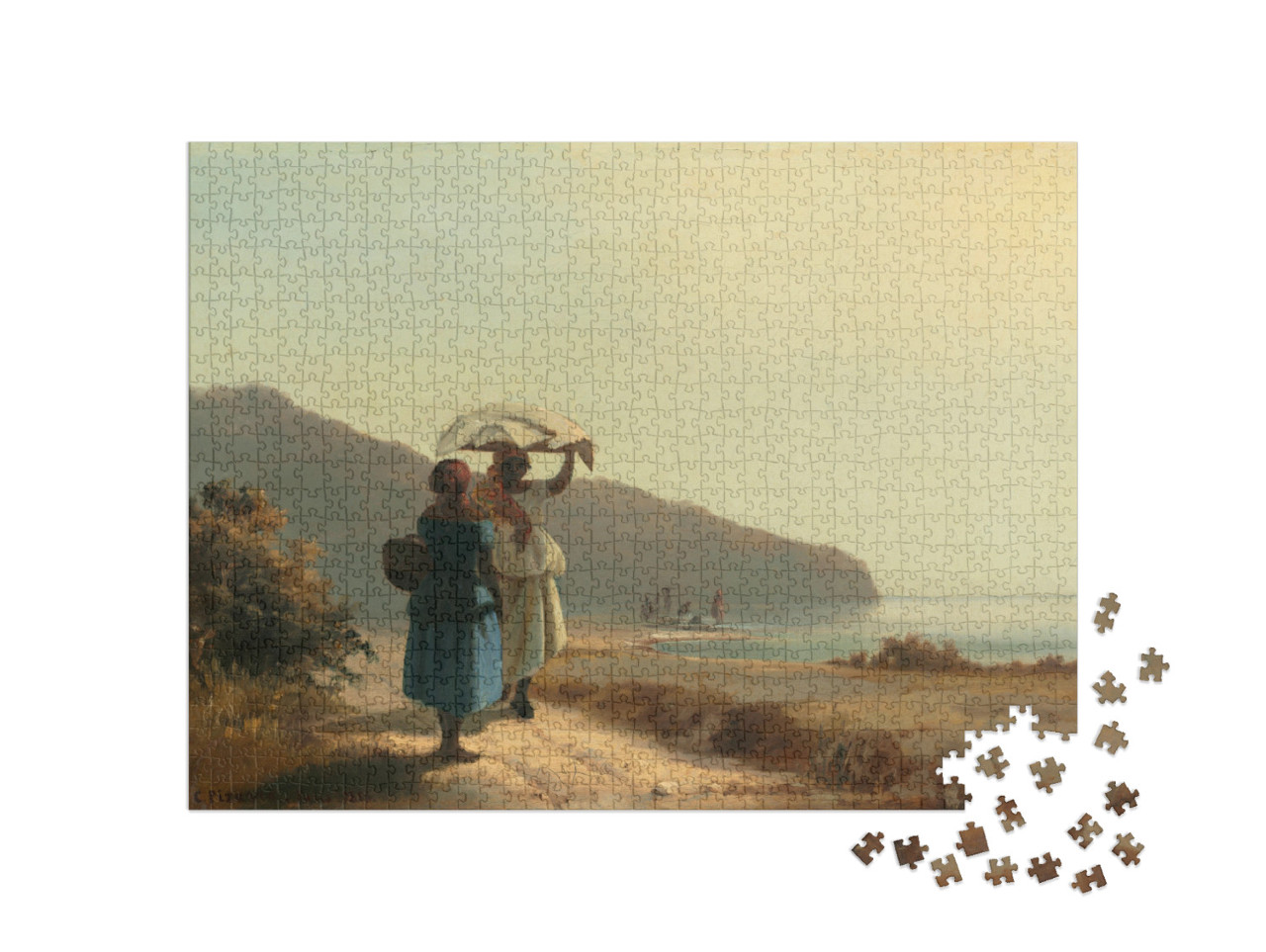 puzzle 1000 dílků „Camille Pissarro - Dvě ženy hovořící u moře, Svatý Tomáš“