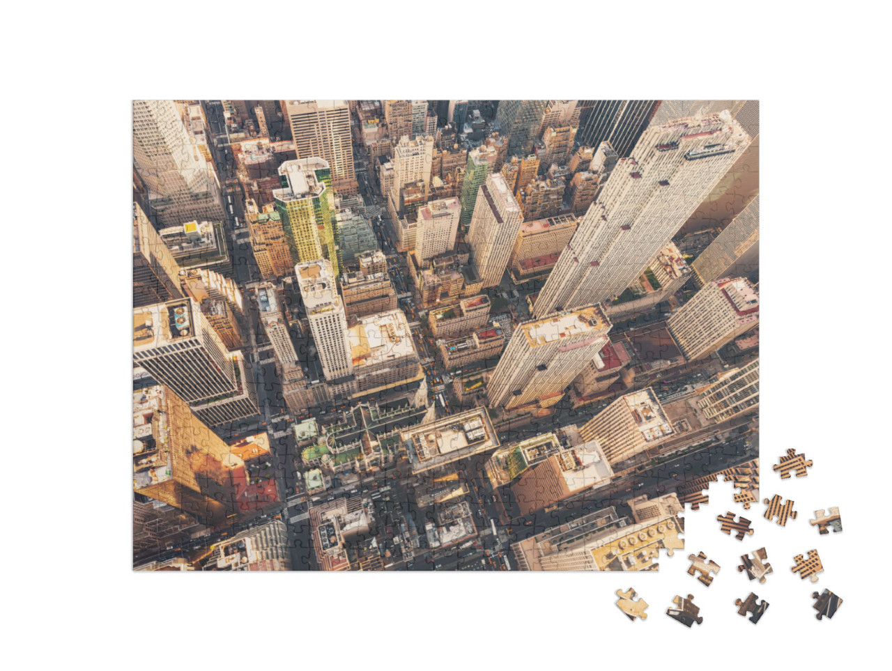 puzzle 500 dílků „Letecký pohled na Manhattan s výhledem na katedrálu svatého Patrika“