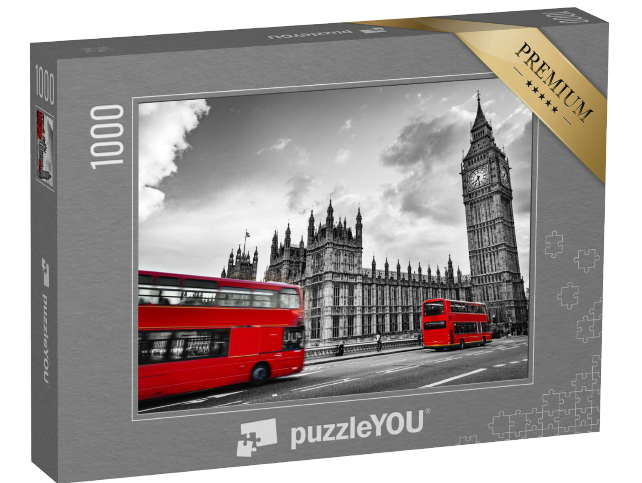 puzzle 1000 dílků „Westminsterský palác, Big Ben, autobus Routmaster - dojmy z Londýna, Anglie“