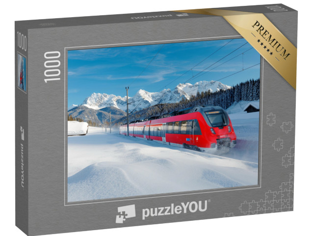 puzzle 1000 dílků „Železnice v zimním pohoří Karwendel, Německo“