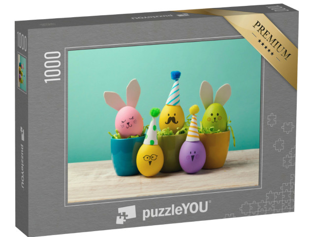 puzzle 1000 dílků „Zábavná zdobená velikonoční vajíčka“