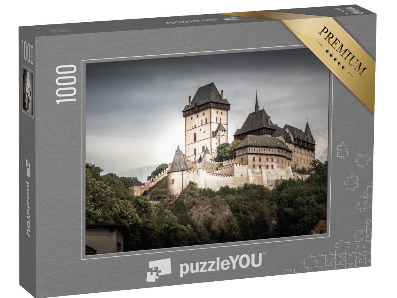 puzzle 1000 dílků „Hrad Karlštejn, rozsáhlý gotický hrad, střední Čechy, Česká republika“