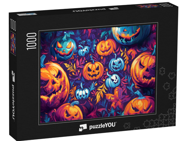 puzzle 1000 dílků „Barevné dýně, Halloween“