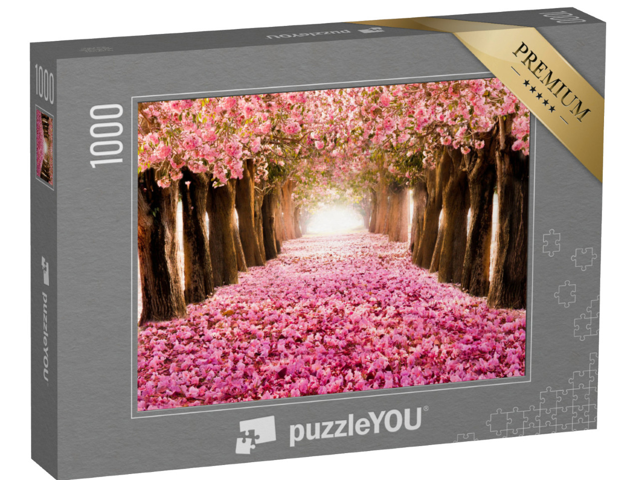 puzzle 1000 dílků „Romantický tunel kvetoucích třešní“