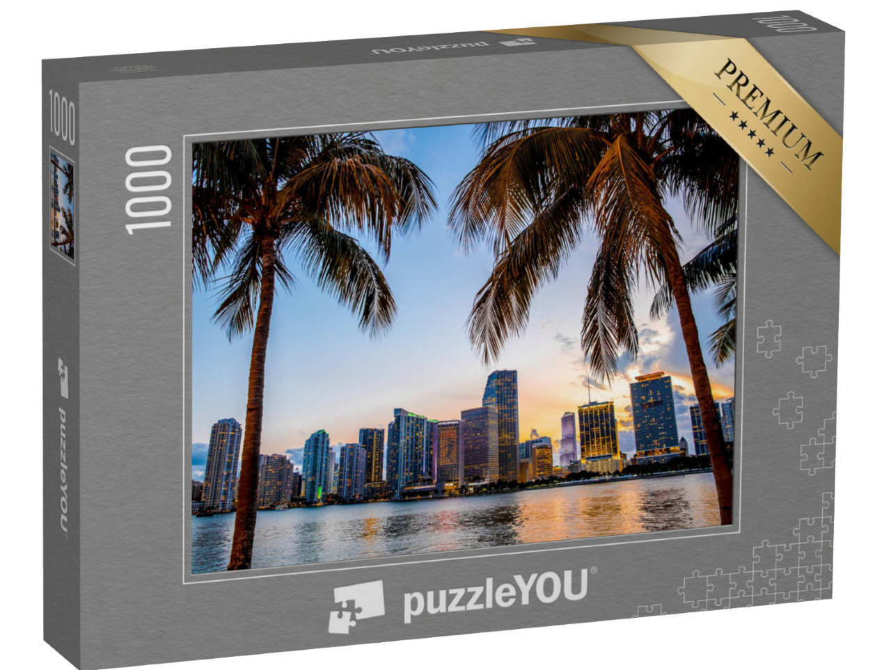 puzzle 1000 dílků „Večerní pohled na panorama Miami, Florida, USA“